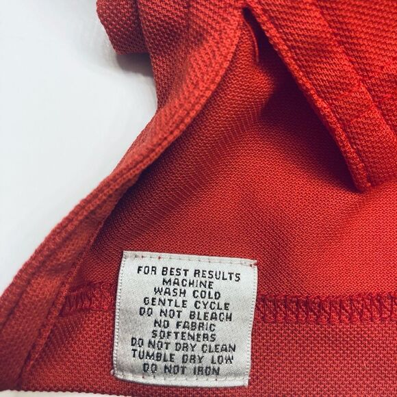 Peter Millar Men's Golf Polo Short Sleeve Collared Shirt Size Large Red CP Logo - Picture 5 of 7